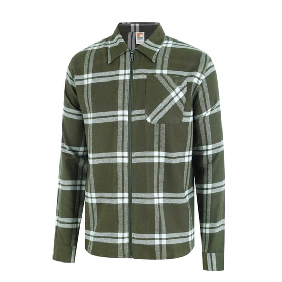 SoulCal Heren-shacket van geruite flanel met doorlopende rits en lange mouwen (Kaki Groen) - Image 3