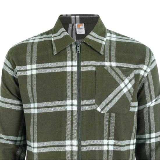 SoulCal Heren-shacket van geruite flanel met doorlopende rits en lange mouwen (Kaki Groen) - Image 4