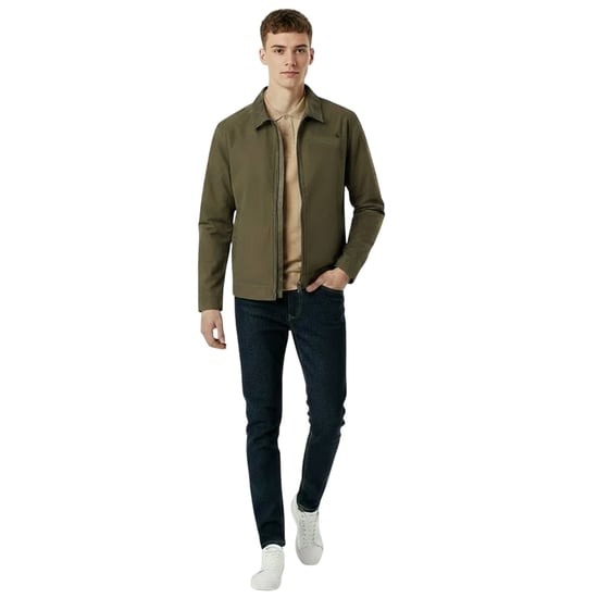 Jack Wills Heren-varsityjasje met kraag, effen (Olijf) - Image 1