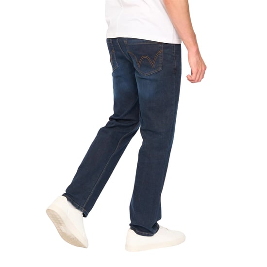 Duck and Cover Mens Elix Cotton Denim Straight Leg Jeans (Dark Wash) - Image 2
