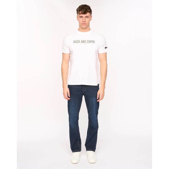 Duck and Cover Mens Elix Cotton Denim Straight Leg Jeans (Dark Wash) - Image 4