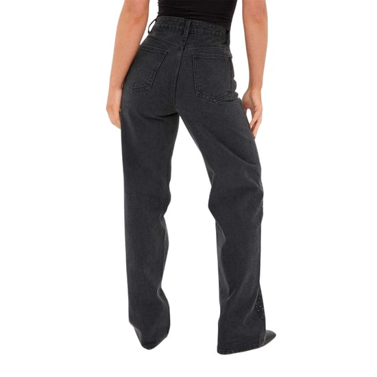 I Saw It First Womens/Ladies Embellished Straight Leg High Rise Jeans (Black) - Image 3