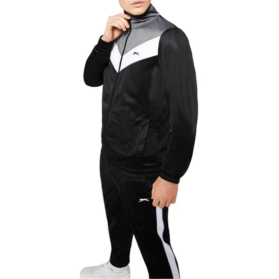 Slazenger Lätt träningsset för män med chevronmönster (Svart/Charcoal) - Image 4