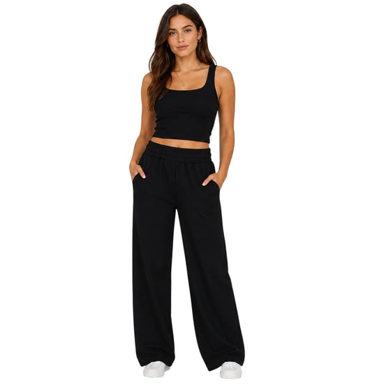 Lacoste Dames/dames Brede Beenbroek (Zwart) - Image 1