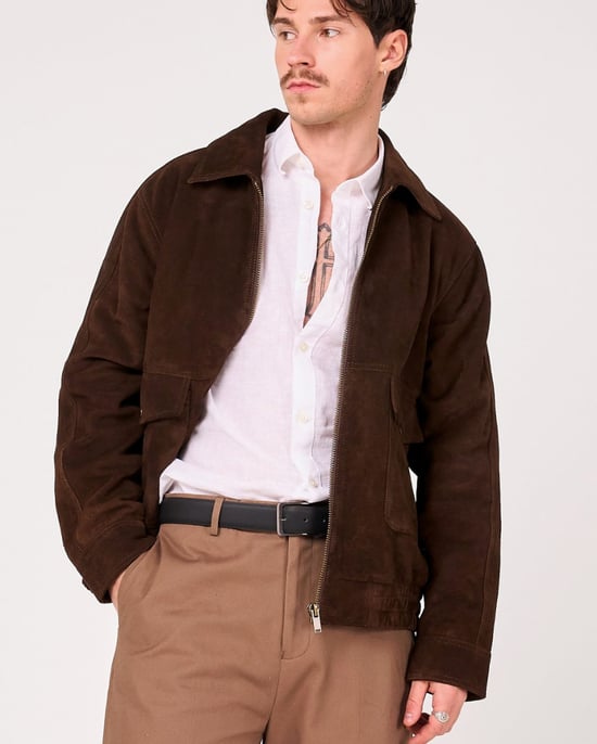 Buffalo Suede Bomber Jacket in Brown - Image 1