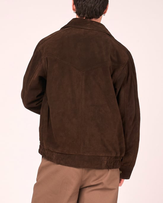 Buffalo Suede Bomber Jacket in Brown - Image 5