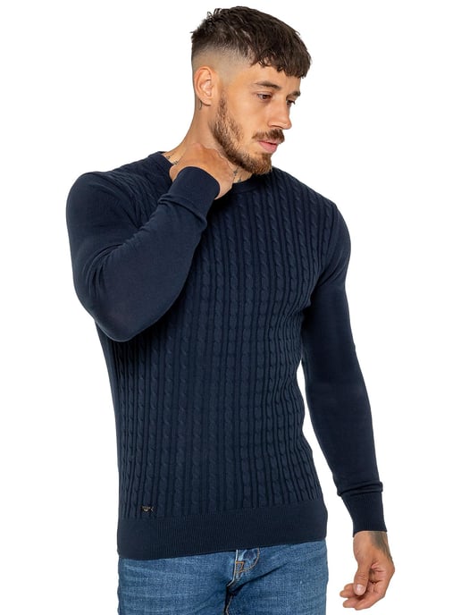 Enzo Milano | Mens Cable Knit Jumper - Image 3