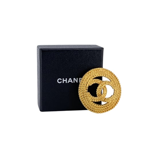 Chanel Vintage Metallbrosch CC - Image 2