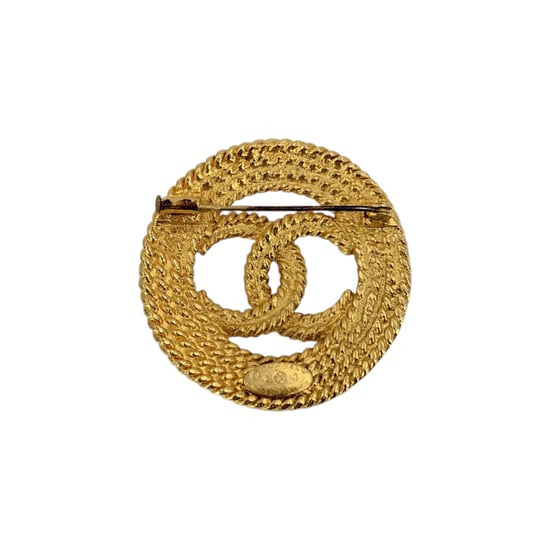 Chanel Vintage Metallbrosch CC - Image 3