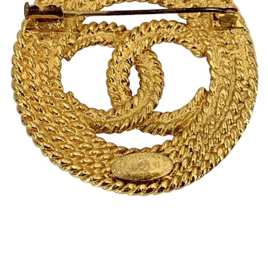 Chanel Vintage Metallbrosch CC - Image 4