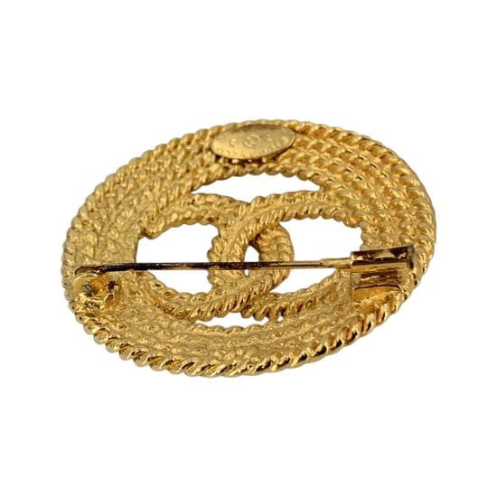 Chanel Vintage Metallbrosch CC - Image 5