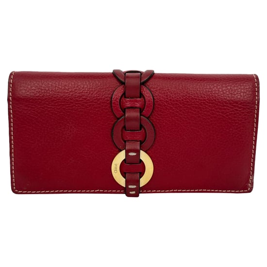 Chloé Darryl Ring-Detail Wallet in Burgundy Leather - Image 1