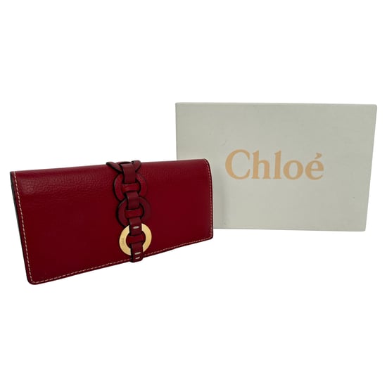 Chloé Darryl Ring-Detail Wallet in Burgundy Leather - Image 2
