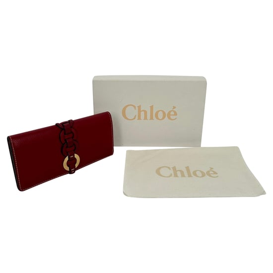 Chloé Darryl Ring-Detail Wallet in Burgundy Leather - Image 3