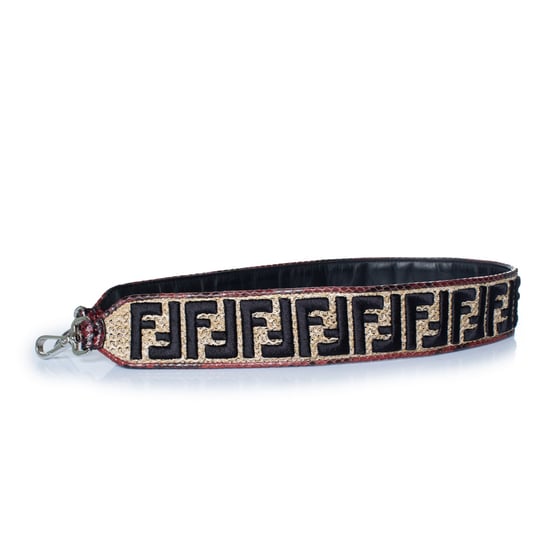Fendi, raffia and python leather shoulder strap - Image 4