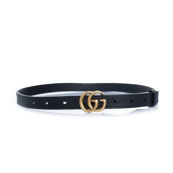 Gucci, dunne leren GG-riem in zwart - Image 2