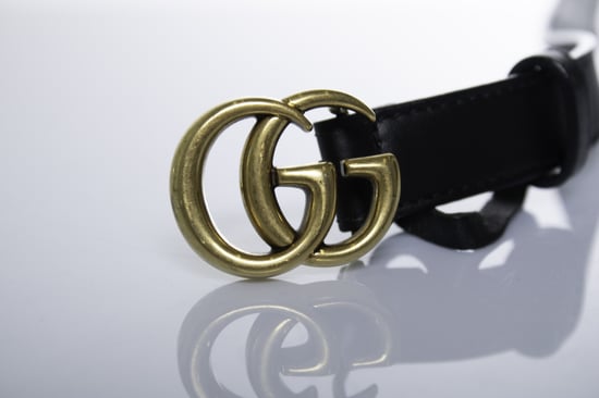 Gucci, dunne leren GG-riem in zwart - Image 3
