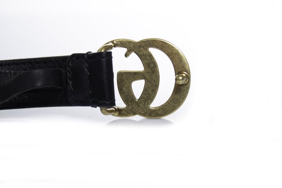 Gucci, dunne leren GG-riem in zwart - Image 6