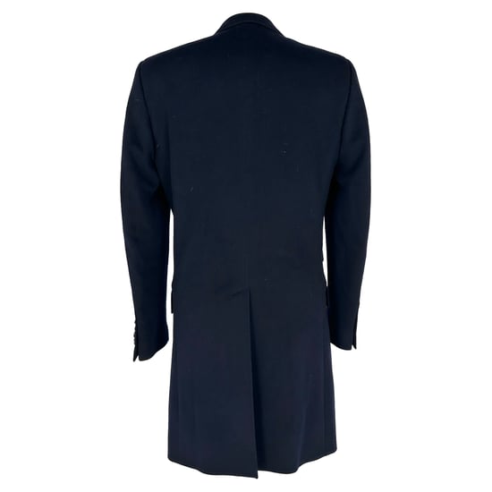 Dolce & Gabbana Single-Breasted Coat with Pockets in Navy Blue Wool - Image 2