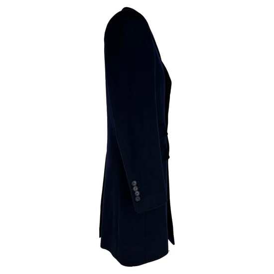 Dolce & Gabbana Single-Breasted Coat with Pockets in Navy Blue Wool - Image 3
