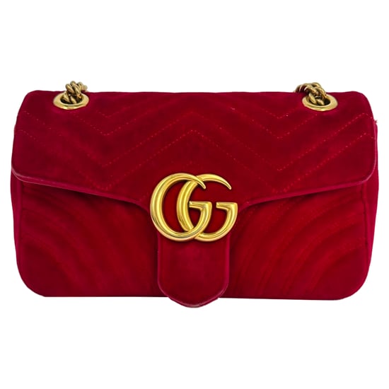 Gucci Small GG Marmont schoudertas in rood fluweel - Image 2