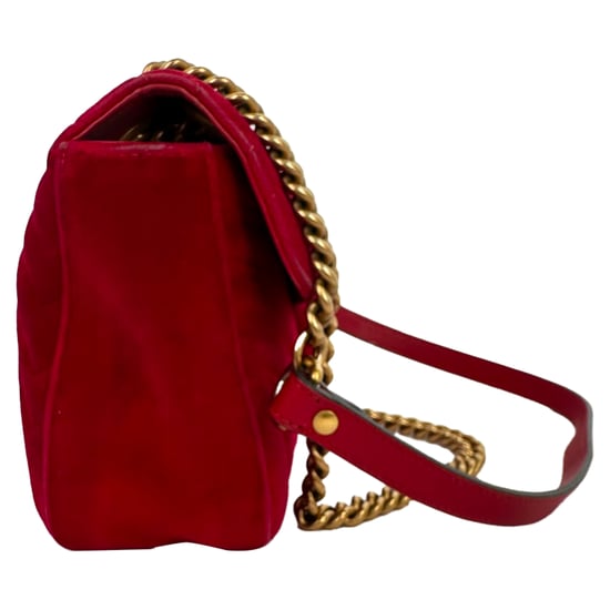 Gucci Small GG Marmont schoudertas in rood fluweel - Image 3