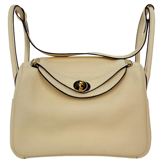Hermès Lindy 26 schoudertas in crèmekleurig Clemence-leer - Image 2