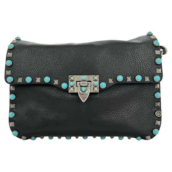 Valentino Garavani Rockstud Rolling Shoulder Bag in Black Leather - Image 4