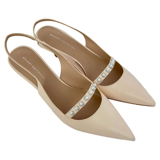 Stuart Weitzman Crystal Embellished Pumps in Beige Leather - Image 5