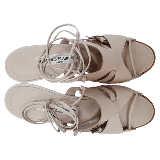 Manolo Blahnik snörsandaler i grått läder - Image 5