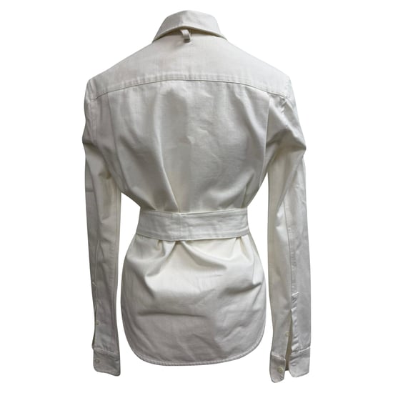 Loewe Belted Button Shirt in White Cotton - Image 3