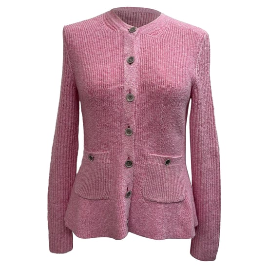 Chanel Knitted Button-Down Cardigan in Pink Cupro - Image 1