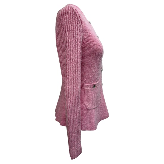 Chanel Knitted Button-Down Cardigan in Pink Cupro - Image 2