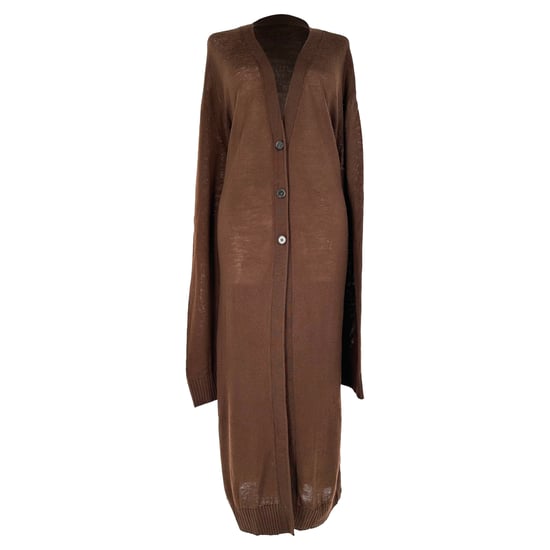 Jil Sander Long Button-Front Cardigan in Brown Wool - Image 1