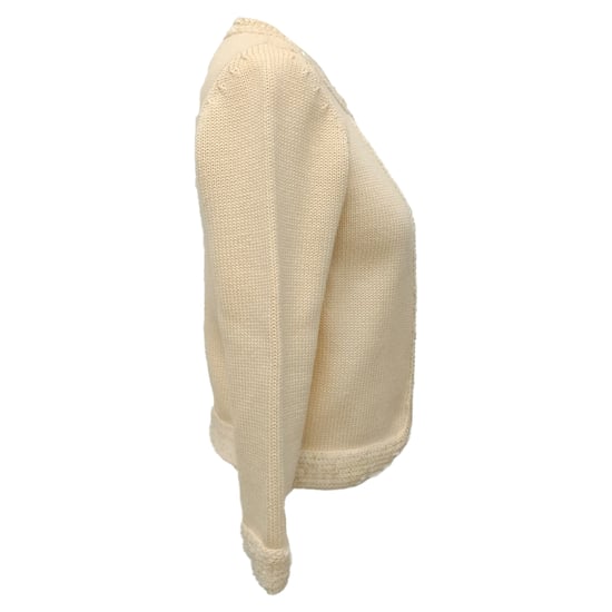 Chanel Knitted Sequin-Embellished Cardigan in Cream Wool - Image 2