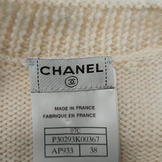 Chanel Knitted Sequin-Embellished Cardigan in Cream Wool - Image 4