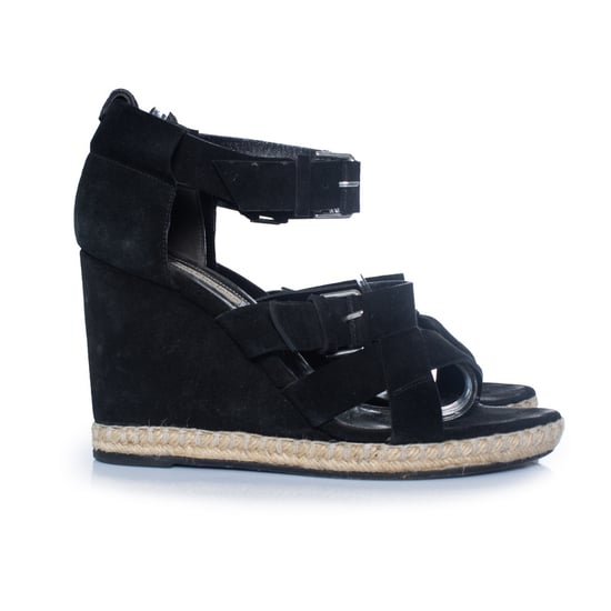 Balenciaga, zwarte suède sandaal met sleehak - Image 6