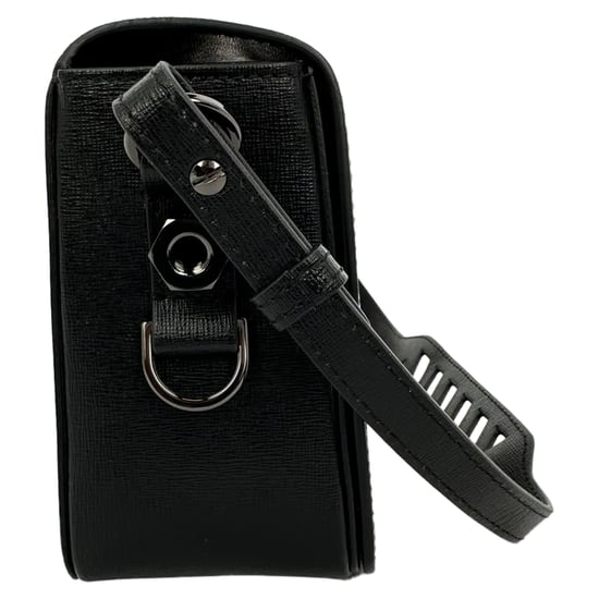 Off-White Strip Mini Binder Clip in Black Saffiano Leather - Image 2