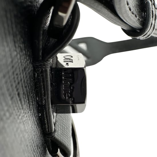 Off-White Strip Mini Binder Clip in Black Saffiano Leather - Image 4