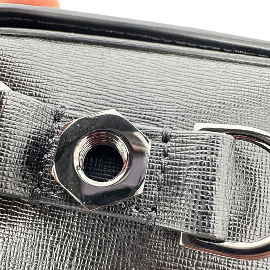 Off-White Strip Mini Binder Clip in Black Saffiano Leather - Image 5
