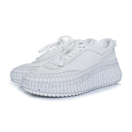 Chloe, nama leather platform sneakers with stitching - Image 1