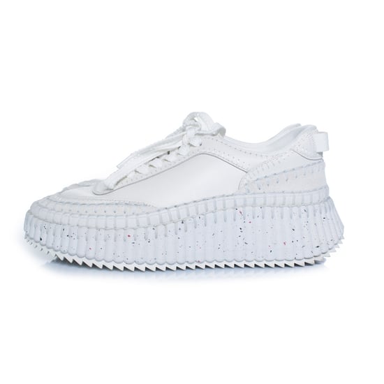 Chloe, nama leather platform sneakers with stitching - Image 2