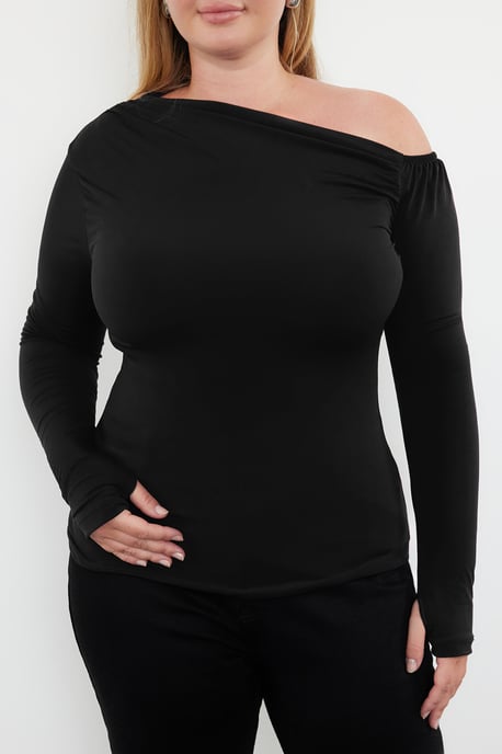 Trendyol Curve Dam Svart Enfärgad Lång Figursydd Plus size Blusar - Image 2