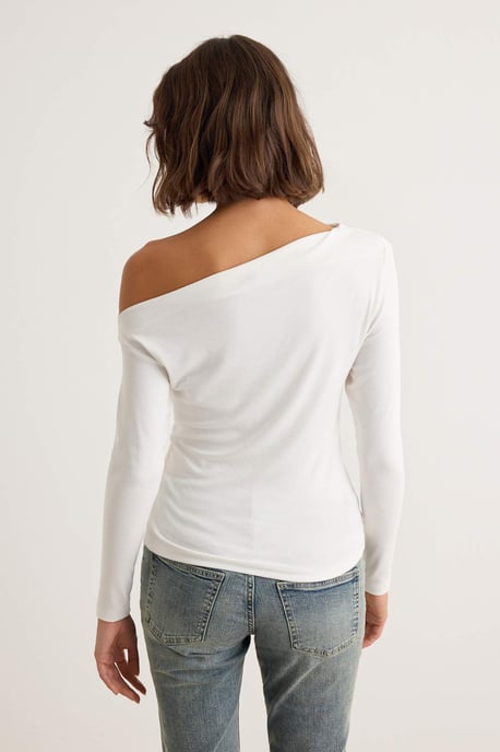 TRENDYOLMİLLA Dames Ecru Effen Lang Getailleerd Blouses - Image 4