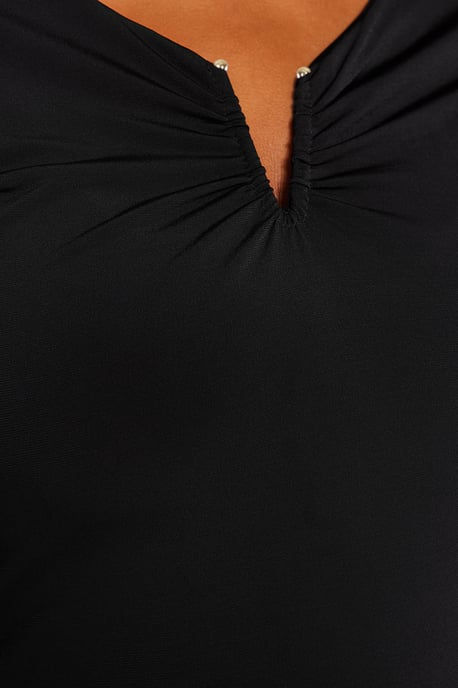 Trendyol Curve Dam Svart Enfärgad Lång Figursydd Plus size Blusar - Image 5