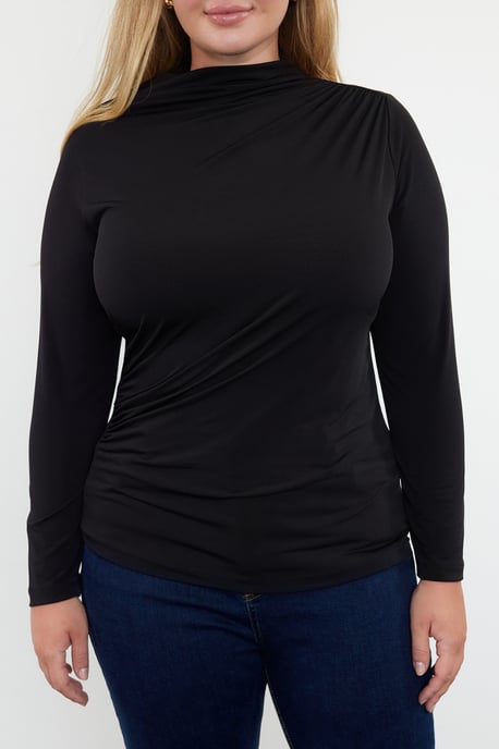 Trendyol Curve Dam Svart Enfärgad Lång Figursydd Plus size Blusar - Image 2