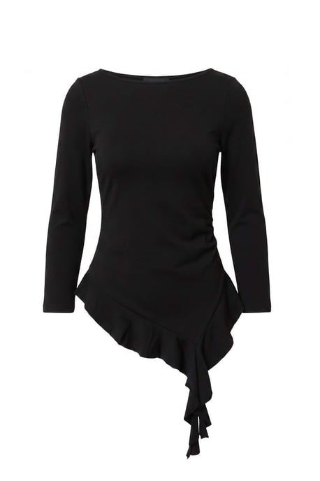 TRENDYOLMİLLA Women's Black Plain Long Fitted Blouses - Image 3
