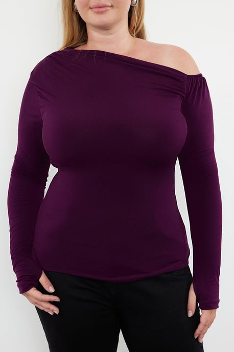 Trendyol Curve Dam Lila Enfärgad Lång Figursydd Plus size Blusar - Image 3