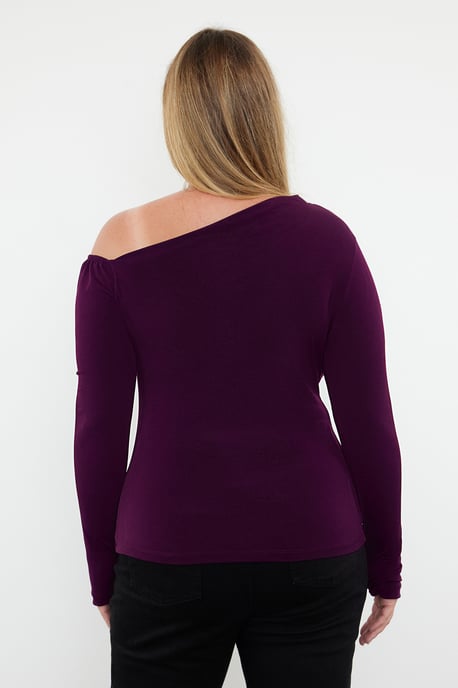 Trendyol Curve Dam Lila Enfärgad Lång Figursydd Plus size Blusar - Image 4