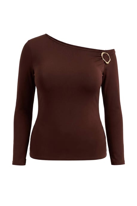 Trendyol Curve Dam Brun Enfärgad Lång Figursydd Plus size Blusar - Image 4